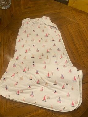 Angel Dear Sleeveless Sleep Sack with Pink, Navy & Tan Sailboats